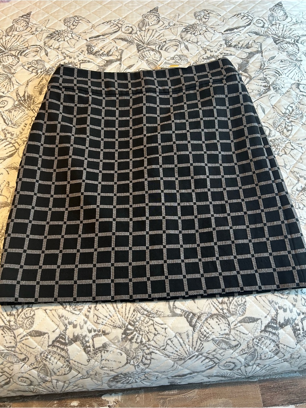 LOFT Black and Gray Windowpane Mini Skirt